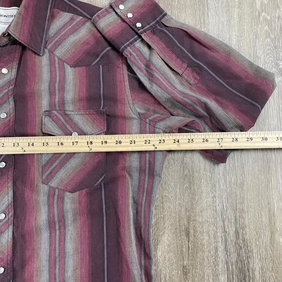 Frontier Pearl Snap Western Shirt Men's *XL* Button Up Shirt Horizontal Stripes - Picture 10 of 15